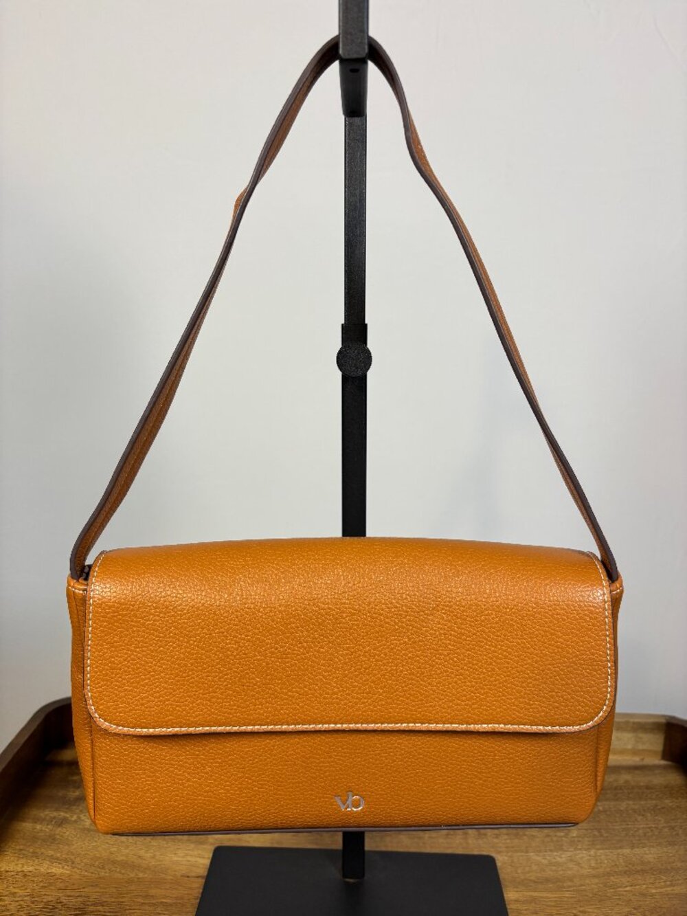 Vera Bradley Outlet Tan Faux Leather Foldover Flap Shoulder Bag